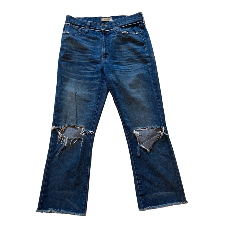 Madewell Retro Crop Bootcut Distressed Frayed Hem Jeans Women Size 28